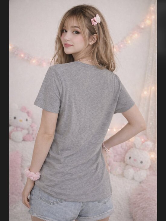 Hello Kitty Graphic Shirt XL Gray Taco Bout It Tee Sanrio Funny Cute Casual EUC - Picture 8 of 10